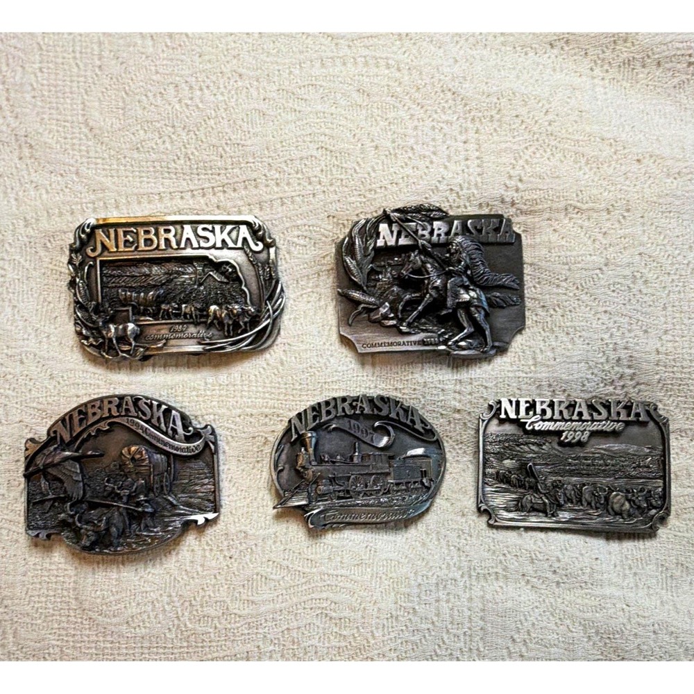 5 Nebraska Commemorative Belt Buckle 1984 1988 1994 1997 1998 Matching #420/1000